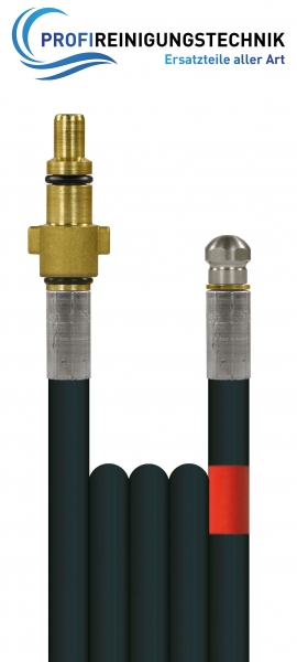 Rohrreinigungsleitung "Flexy" mit Düse / eine Drahteinlage und glatte Oberfläche / Nennweite 6 / 300 Bar / 100 °C / Stecknippel - KW : 1/8"